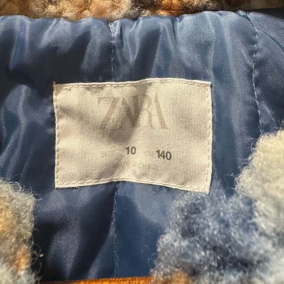 Zara Kids Plaid Fleece Overshirt Blue/Brown Thick Jacket 10y - Picture 4 of 4